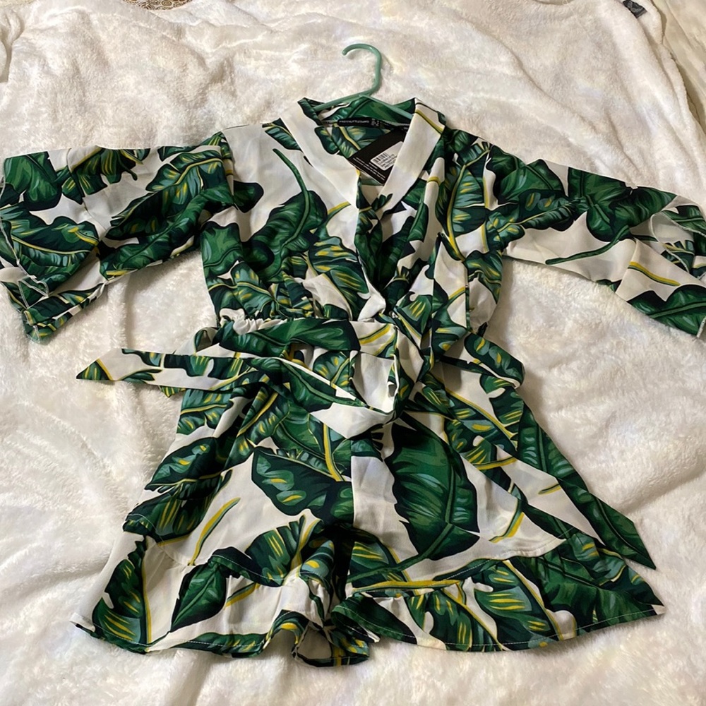 Green and white Romper